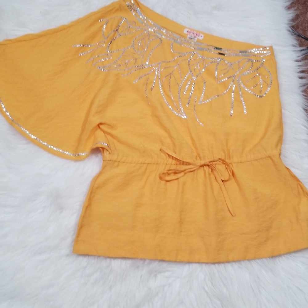 Marineblu one shoulder sequined yellow top. Size M - Picture 6 of 8